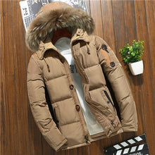 Load image into Gallery viewer, Brand Russia Winter Jacket Men White Duck Down Parkas Jacket Thick Warm Snow Parkas hombre Hooded Warm Overcoat Windbreaker