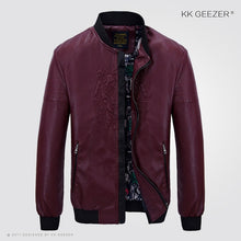 Load image into Gallery viewer, Leather Jacket Men Bomber Baseball Jacket Biker Pu Coat Faux Pilot Varsity Fleece College Top Leather Black Slim Fit Motorcycle