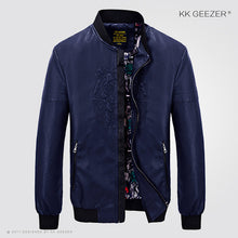 Load image into Gallery viewer, Leather Jacket Men Bomber Baseball Jacket Biker Pu Coat Faux Pilot Varsity Fleece College Top Leather Black Slim Fit Motorcycle
